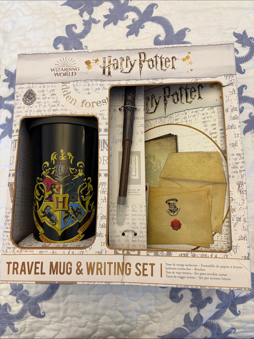 Harry Potter Black Hogwarts Travel Mug & Writing Set